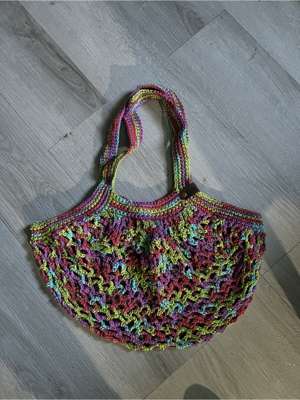 Multicolor Crochet Market Tote Bag - Boho Summer Handbag